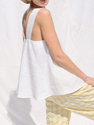 White linen low back blouse INES | Tops | Sustainable clothing | OffOn clothing