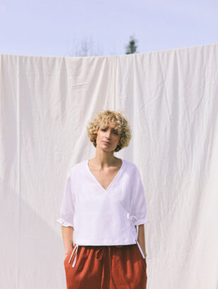 Loose linen wrap blouse AGATE | Top | Sustainable clothing | OffOn clothing