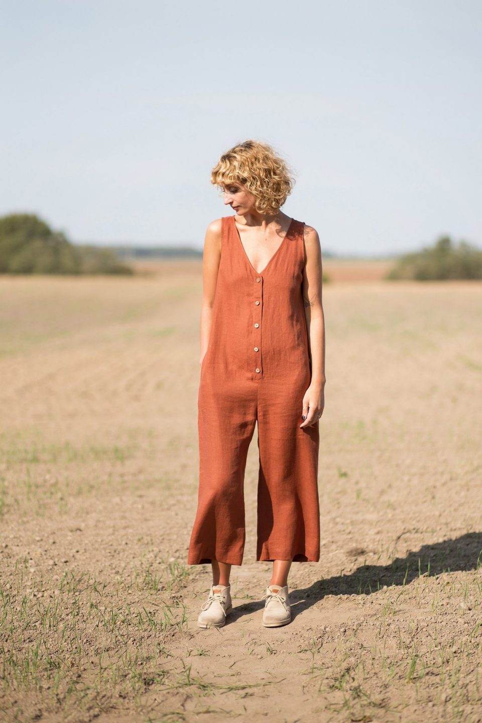 Sleeveless wide leg linen jumpsuit | Jumpsuits | Sustainable clothing | OffOn clothing