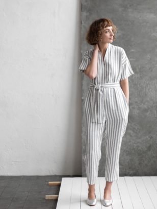 Line jumpsuit in stripes | Jumpsuits | Sustainable clothing | OffOn clothing