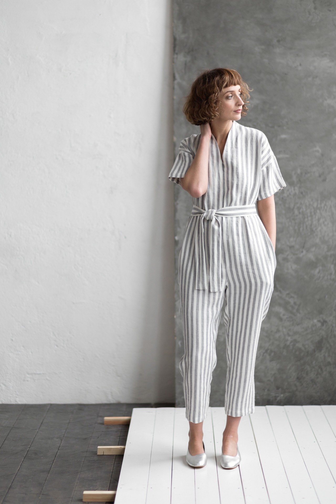 Off For The Day Striped Linen Jumpsuit