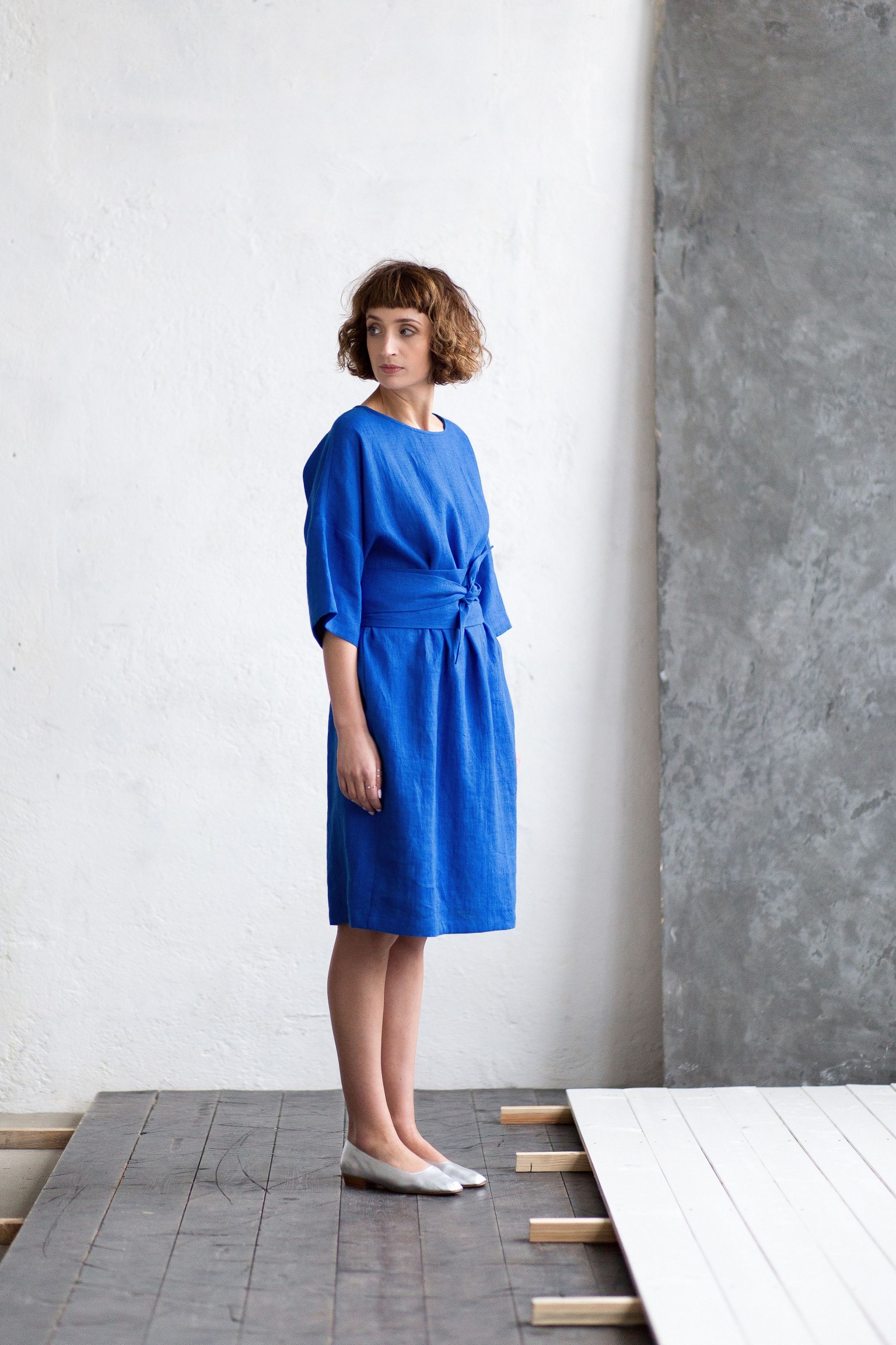 Wide Sleeves Linen Tunic Dress – OffOn