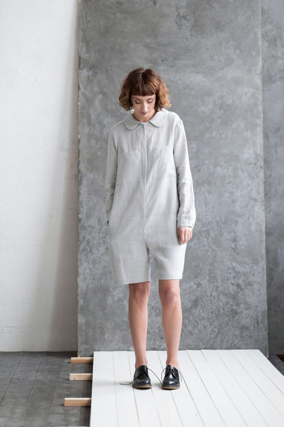 Linen Peter Pan Collar Playsuit | Jumpsuits | Sustainable clothing | OffOn clothing