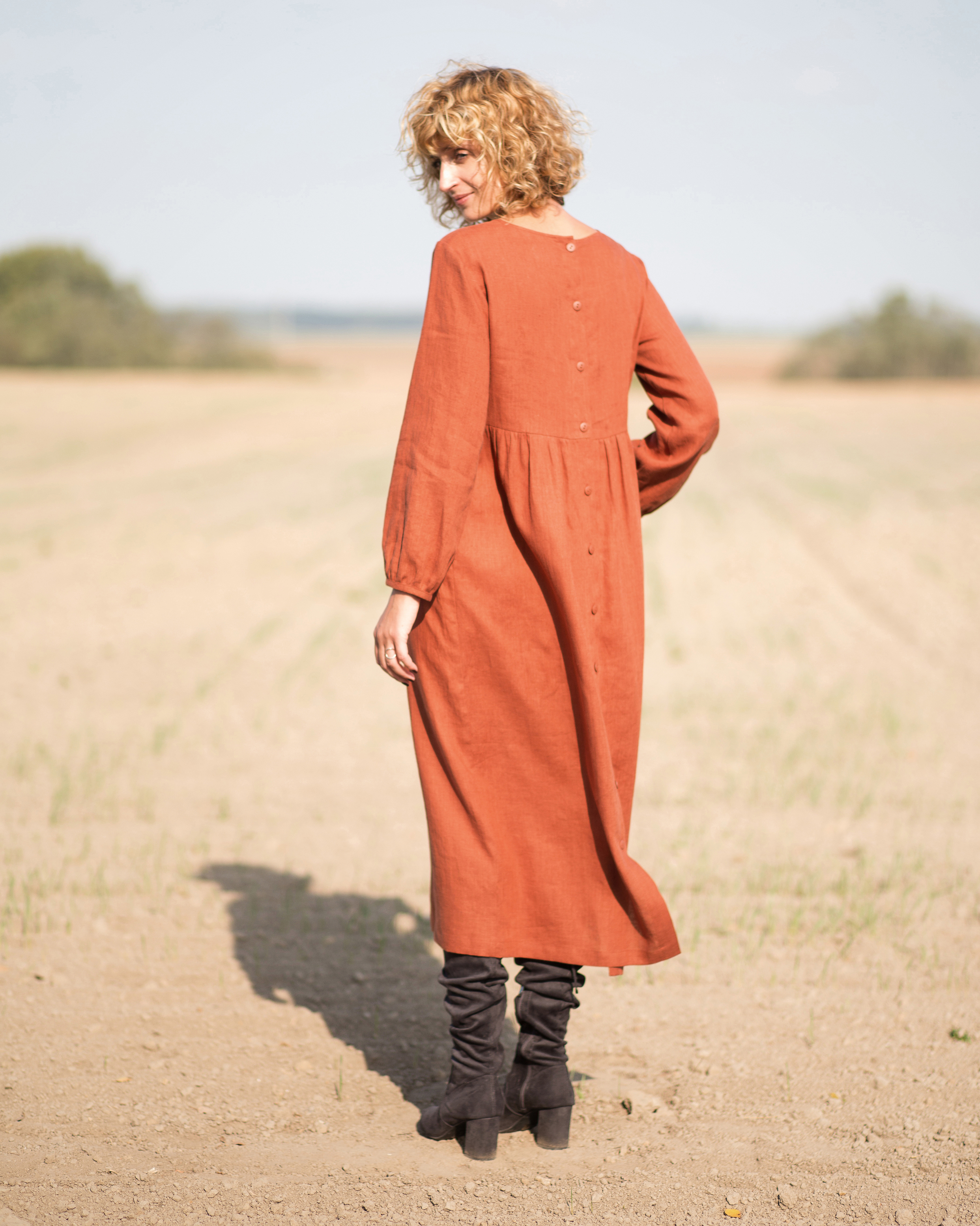 Rust colored clearance dress long sleeve