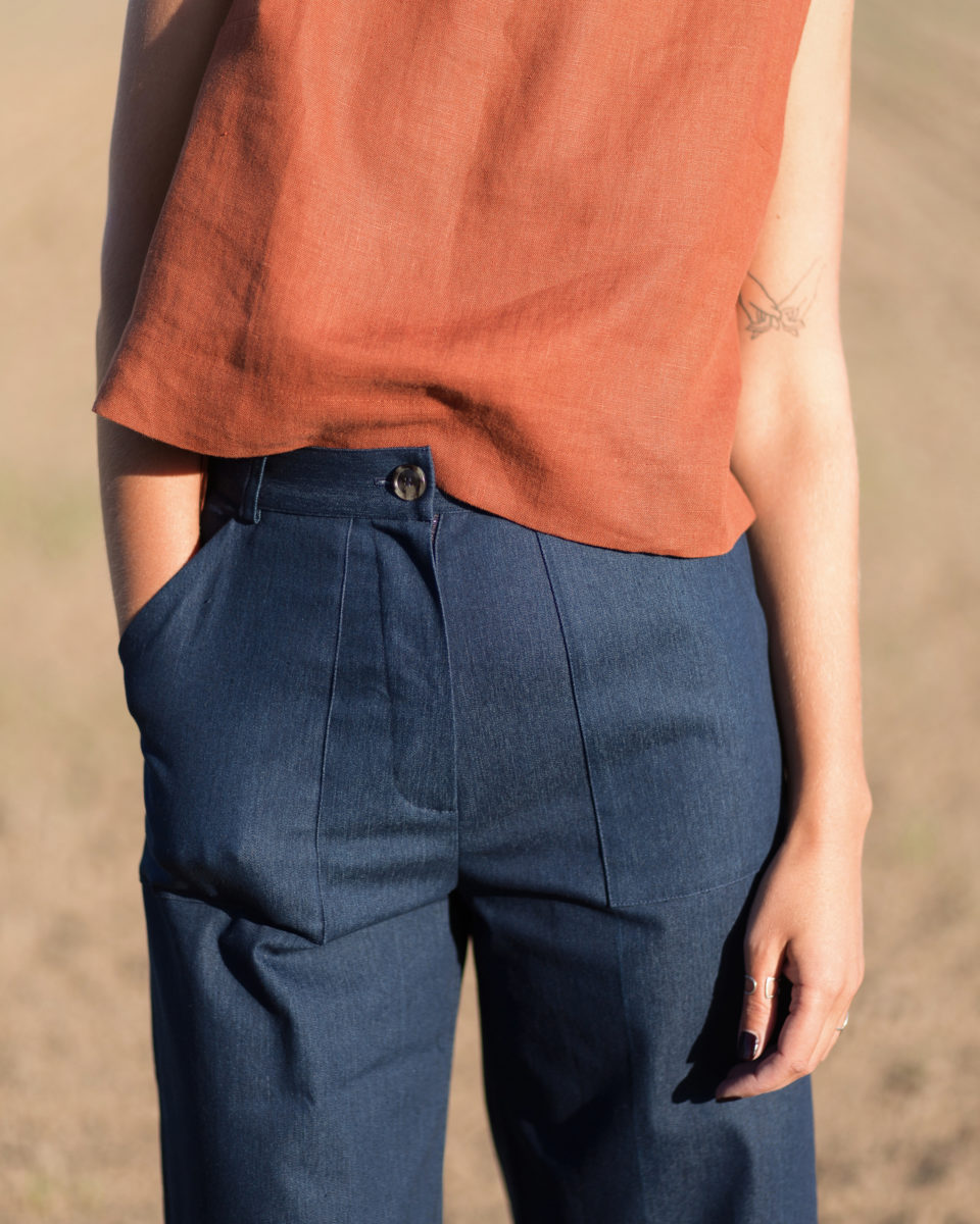 Wide leg denim trousers | Trousers | Sustainable clothing | OffOn clothing