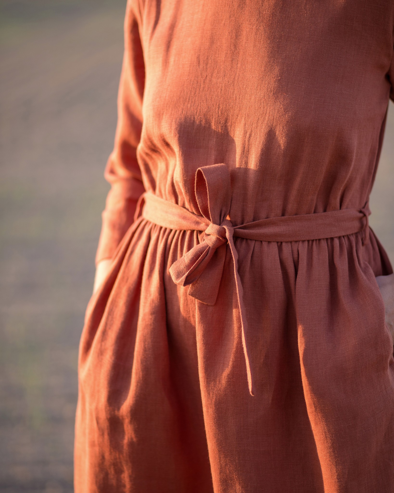 Zesizwe linen dress with belt (please allow 7-10 days for completion of order)