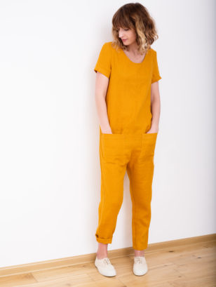 Classic short sleeve linen jumpsuit | Jumpsuits | Sustainable clothing | OffOn clothing