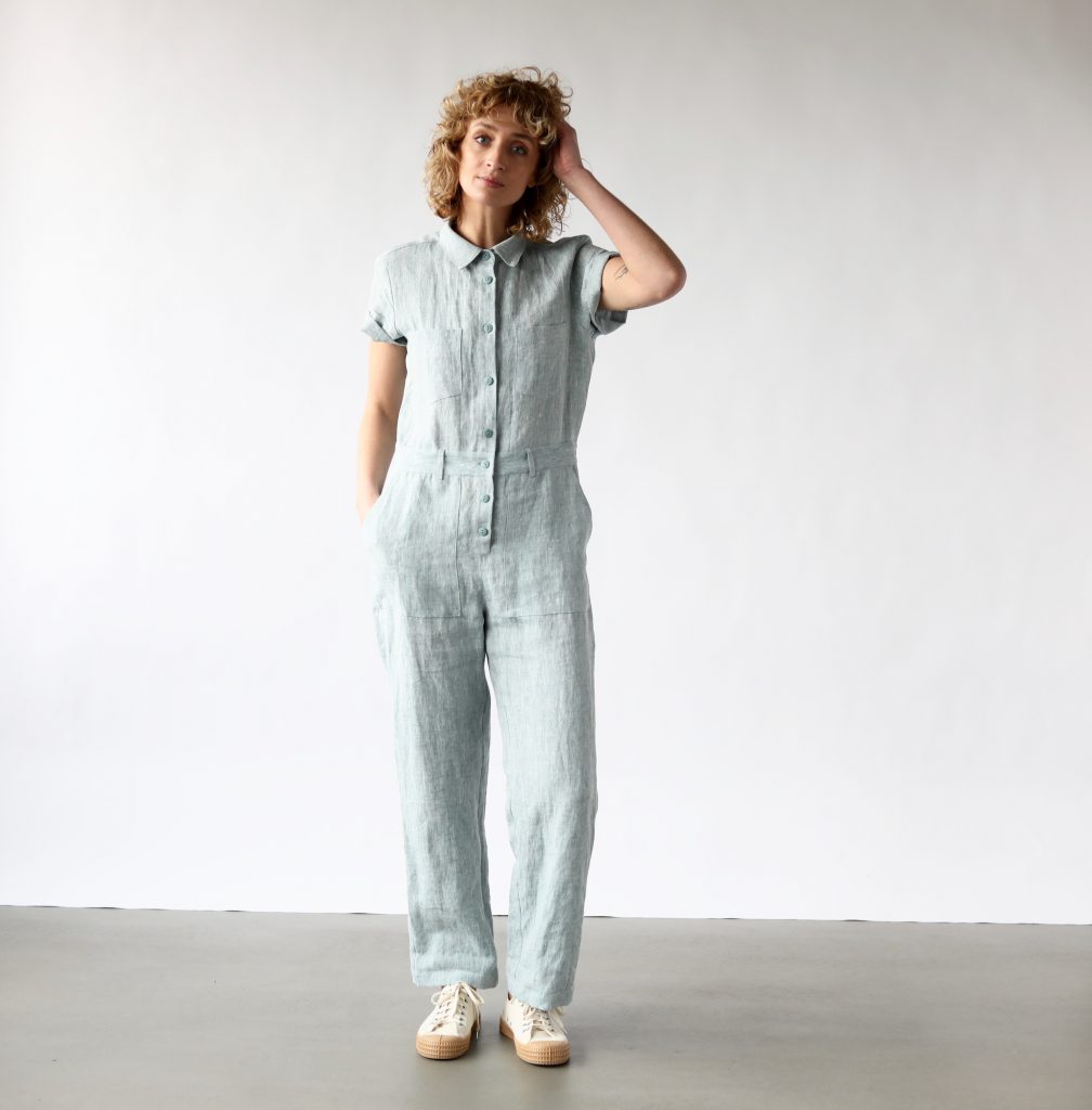 Linen short sleeve coverall jumpsuit – OffOn