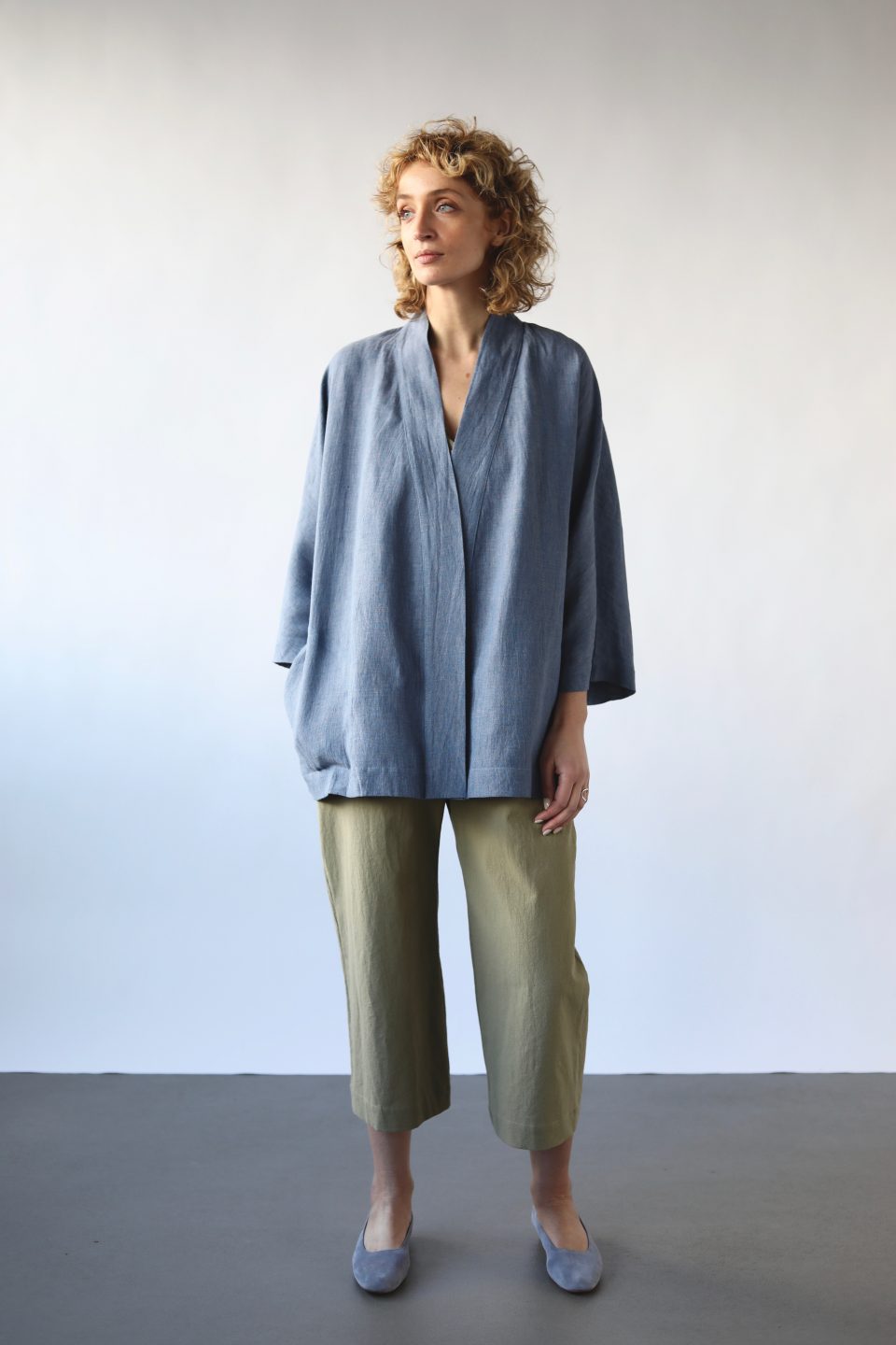 Loose Fit Linen Wrap Jacket | Jackets | Sustainable clothing | OffOn clothing