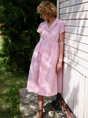 Gingham cotton wrap dress | Dress | Sustainable clothing | OffOn clothing