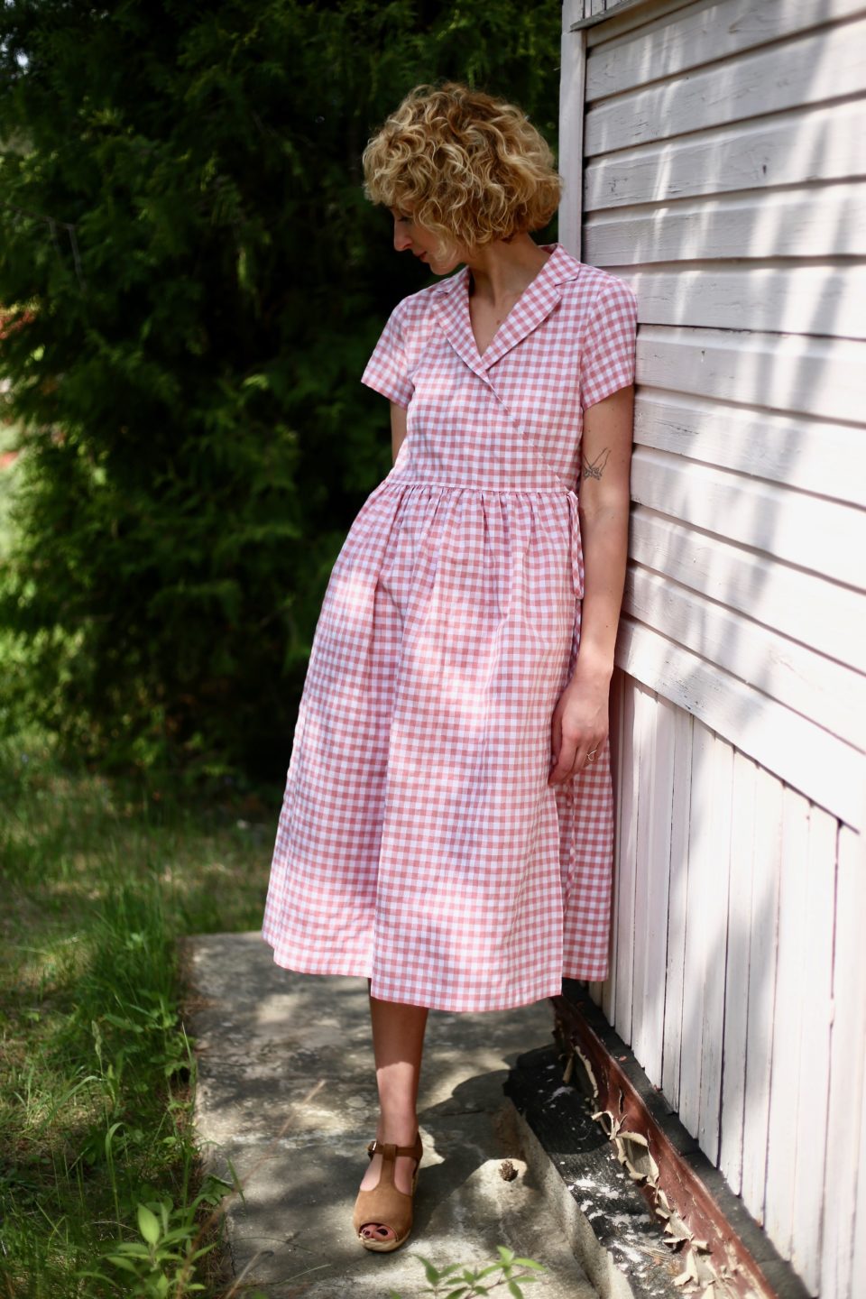 Gingham cotton wrap dress | Dress | Sustainable clothing | OffOn clothing