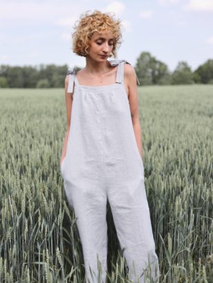 Wide straps linen summer jumpsuit | Jumpsuits | Sustainable clothing | OffOn clothing