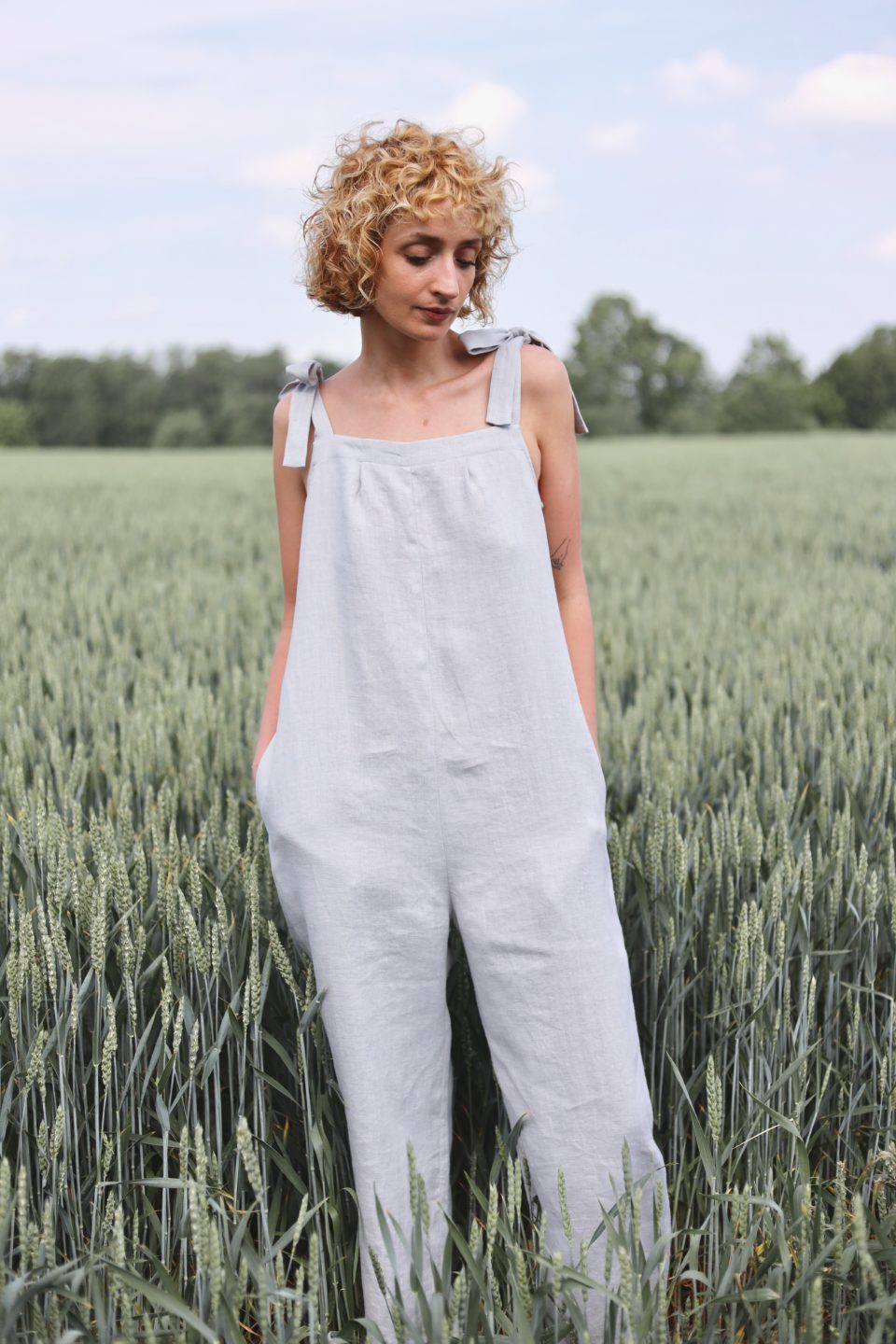 Wide straps linen summer jumpsuit | Jumpsuits | Sustainable clothing | OffOn clothing
