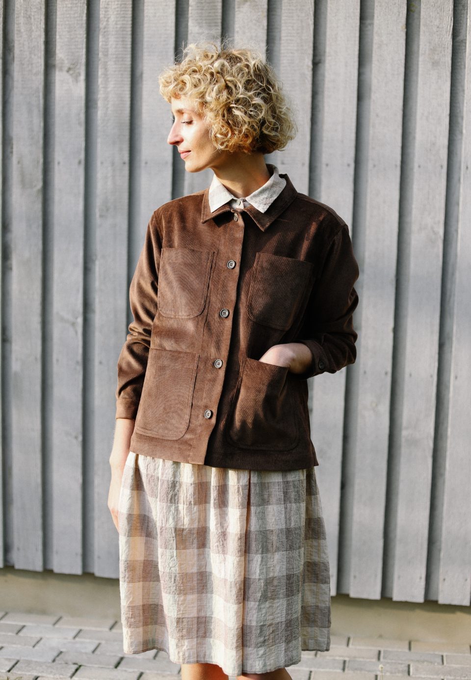 Needlecord boxy fit point collar jacket | Jacket | Sustainable clothing | OffOn clothing