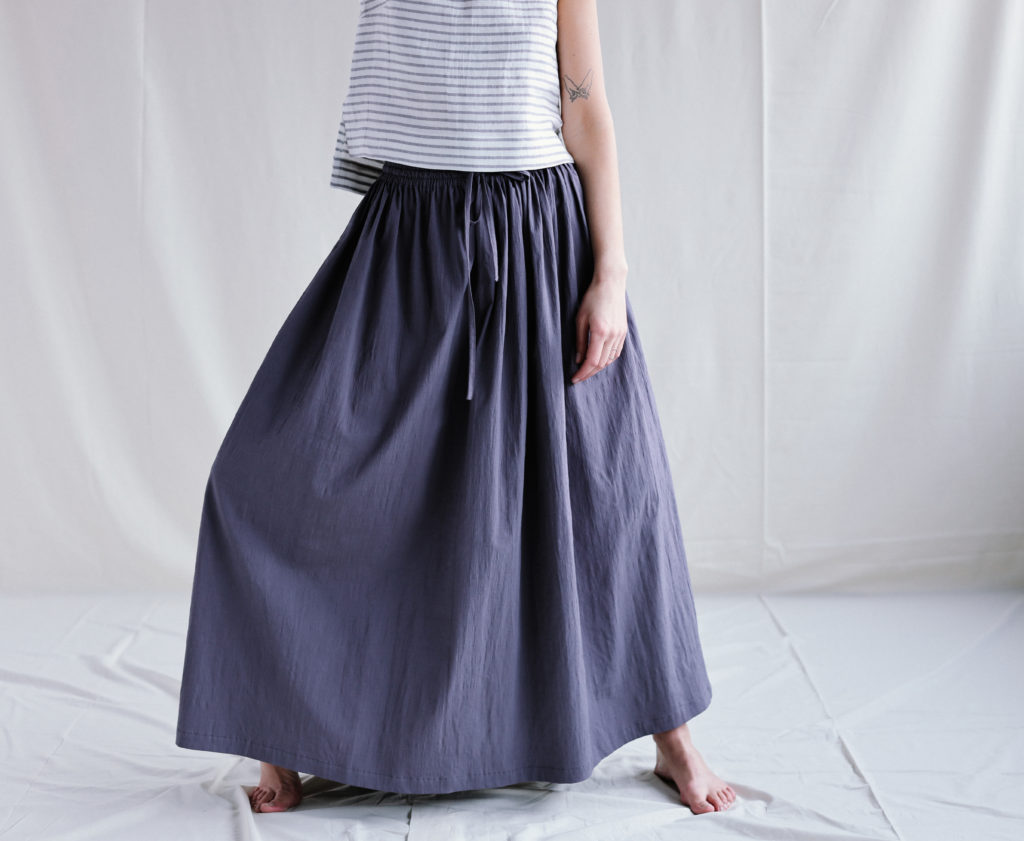 A-line Maxi crinkle cotton skirt – OffOn