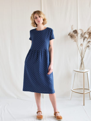 Loose MIDI linen dress in Polka Dot | Dress | Sustainable clothing | OffOn clothing