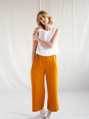 Wide cropped leg linen culottes | Trousers | Sustainable clothing | OffOn clothing