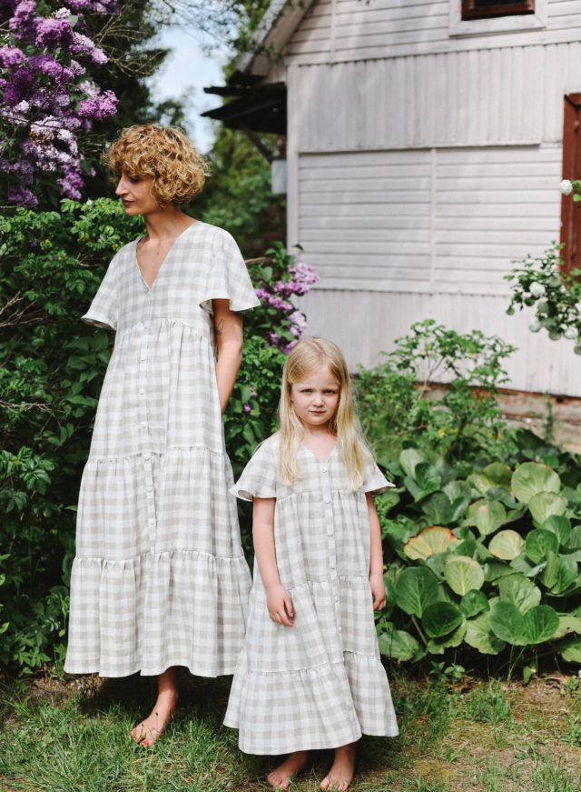 Linen mommy and me checkered dress – OffOn