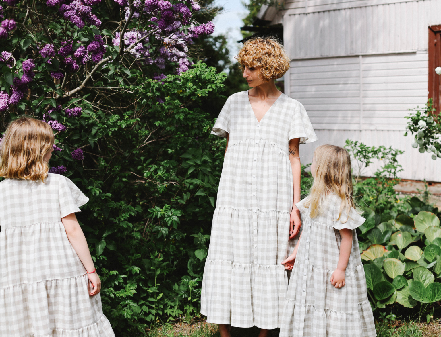 Linen mommy and me checkered dress – OffOn