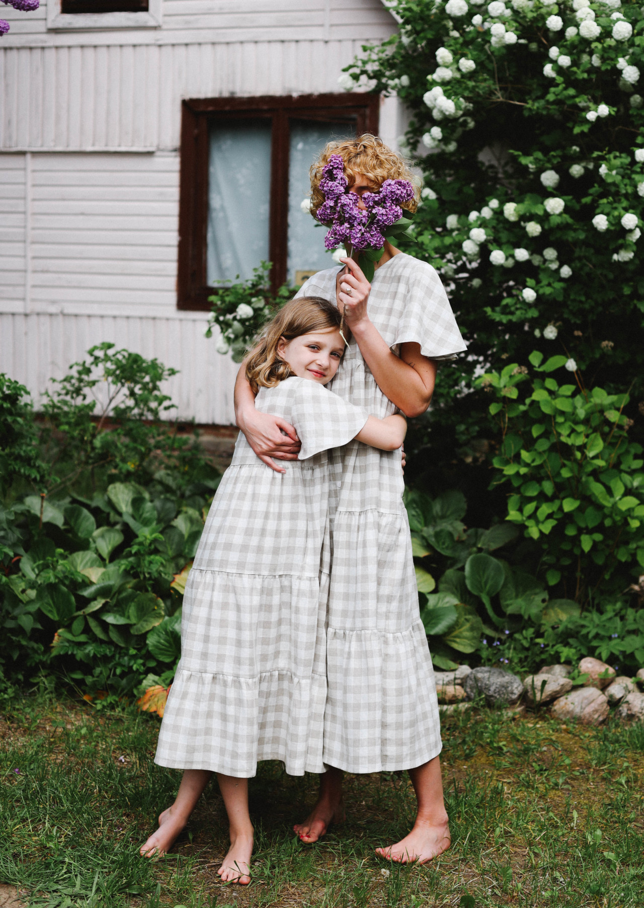 Linen mommy and me checkered dress – OffOn