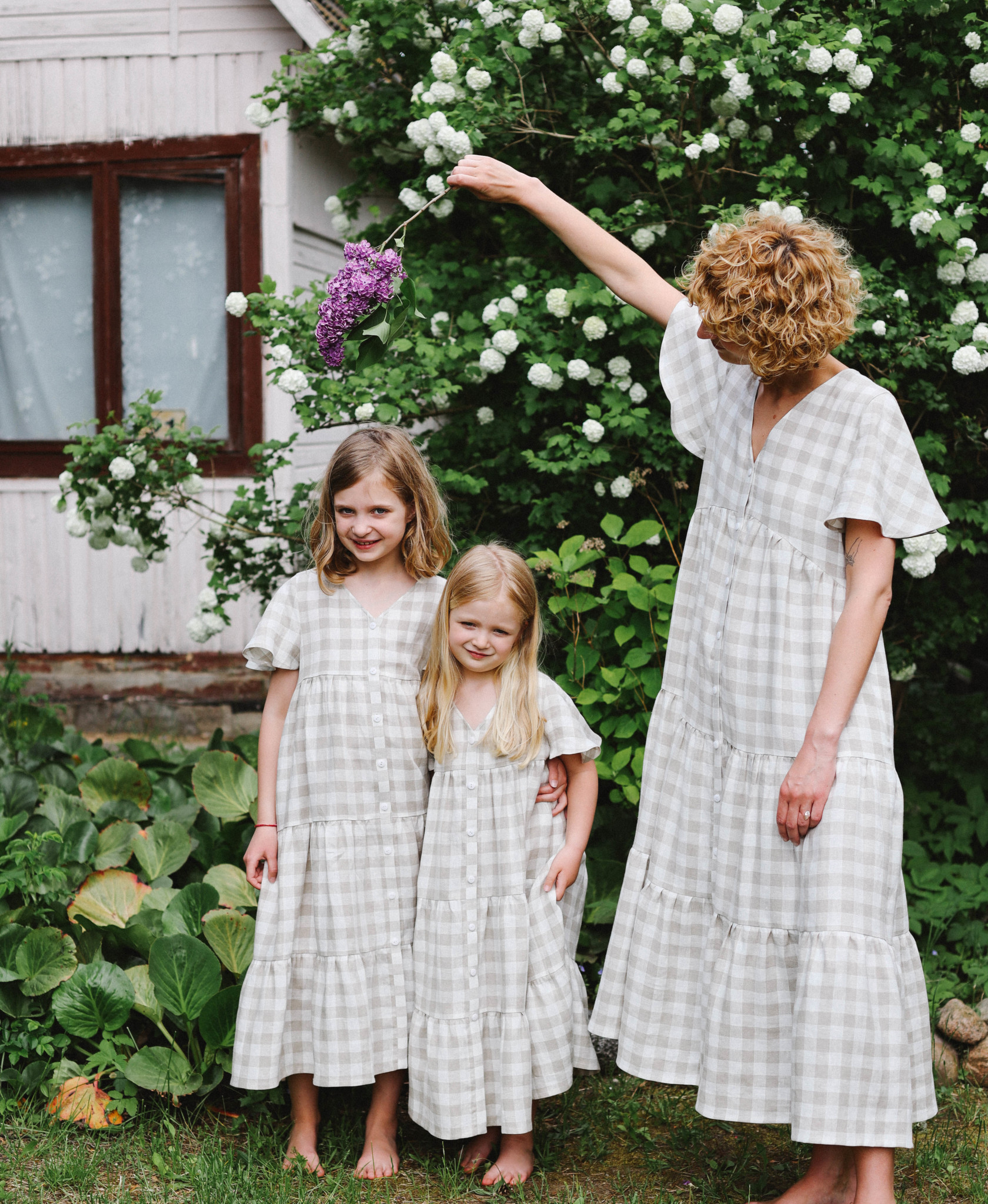 Linen mommy and me checkered dress – OffOn