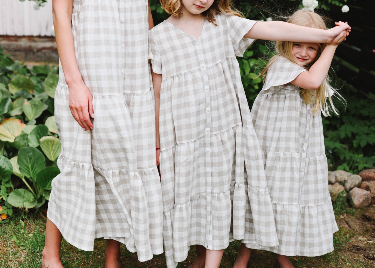 Linen mommy and me checkered dress – OffOn