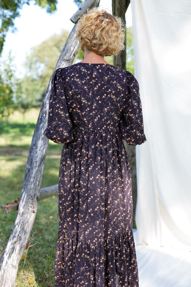 Maxi flower print cotton dress – OffOn