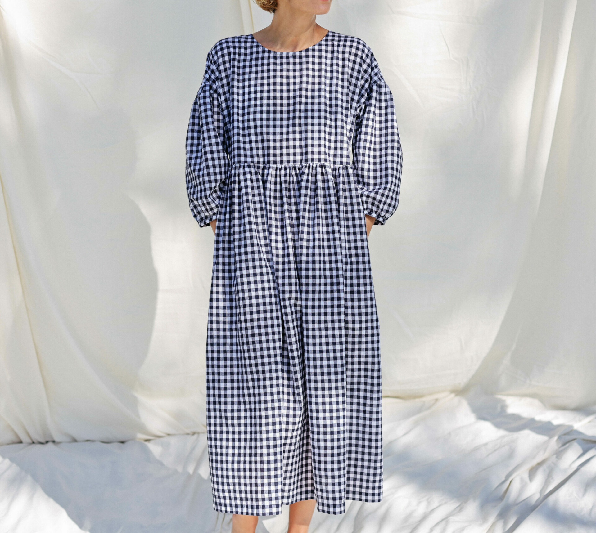 Cotton loose fit check dress – OffOn