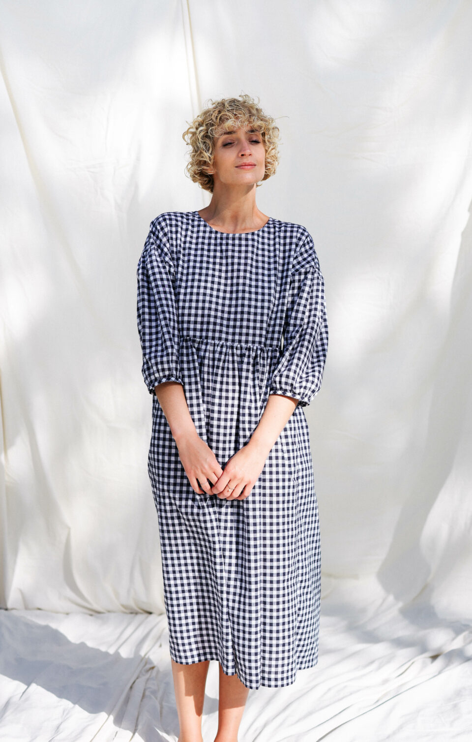 Cotton loose fit check dress | Dress | Sustainable clothing | OffOn clothing