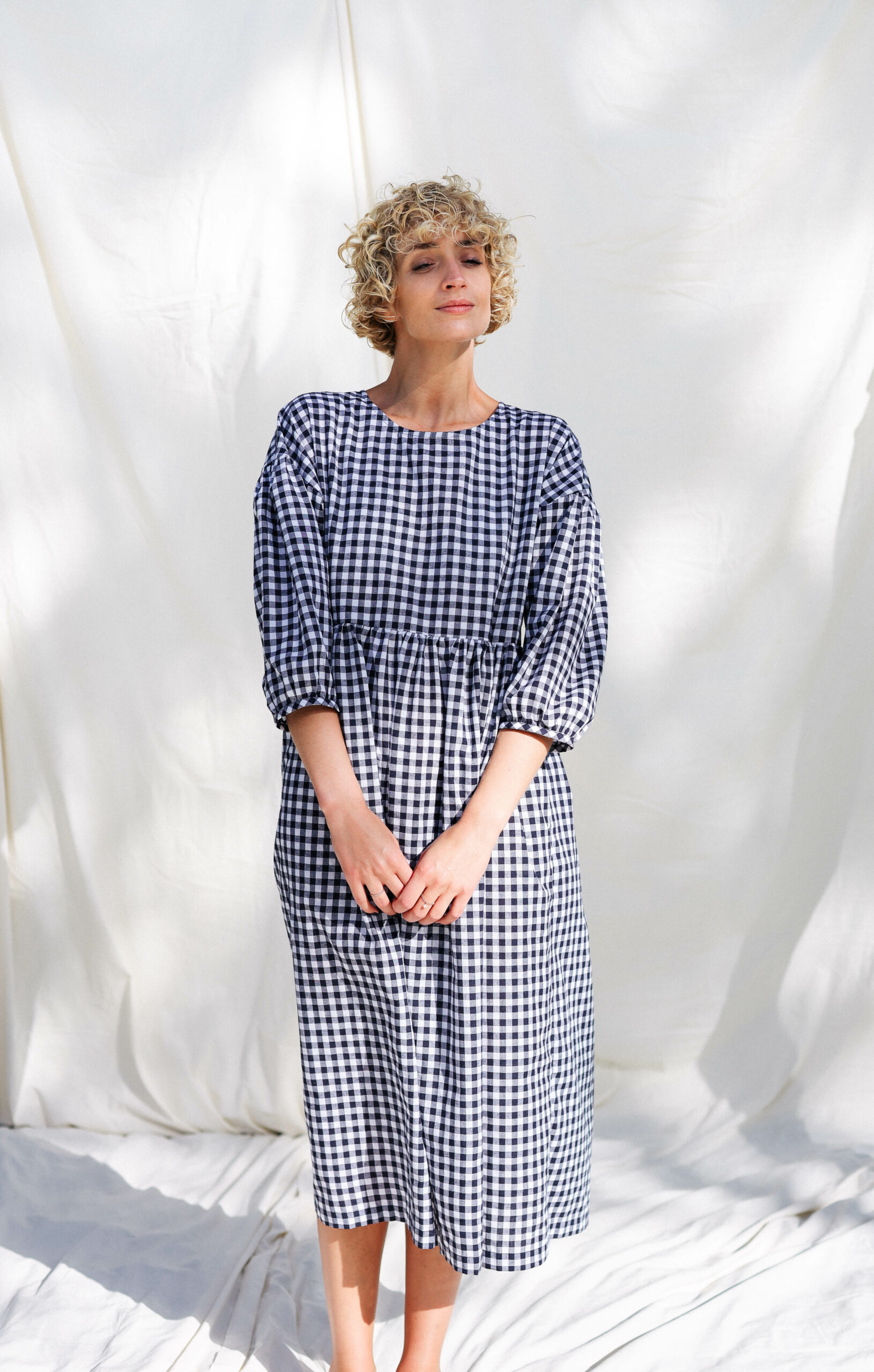 Cotton loose fit check dress – OffOn