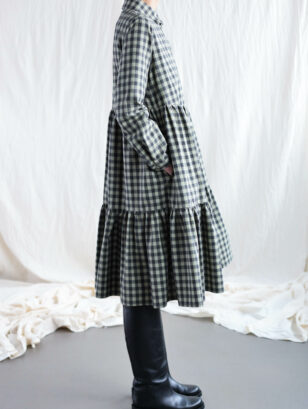 Gingham organic cotton tiered dress LOUISE | Dress | Sustainable clothing | OffOn clothing