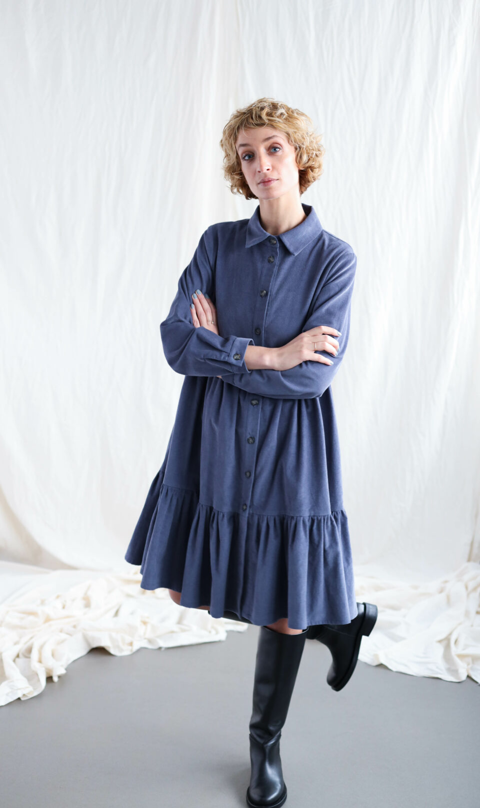 Needlecord tiered dress LOUISE | Dress | Sustainable clothing | OffOn clothing