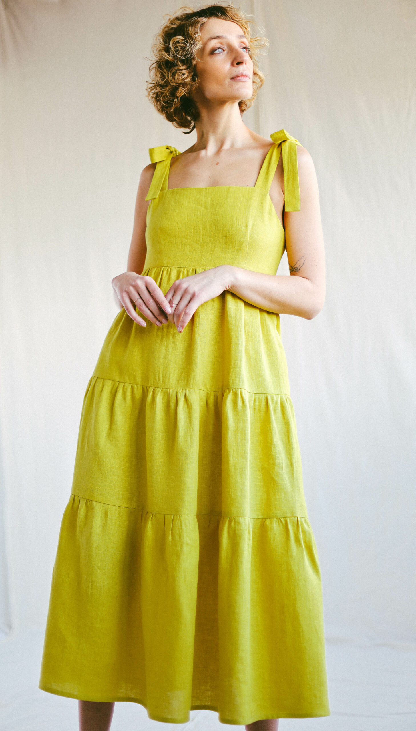 Size 12 MEI MEI Ivory Yellow Lempn Strapless Tube Party Sun Dress Buckle