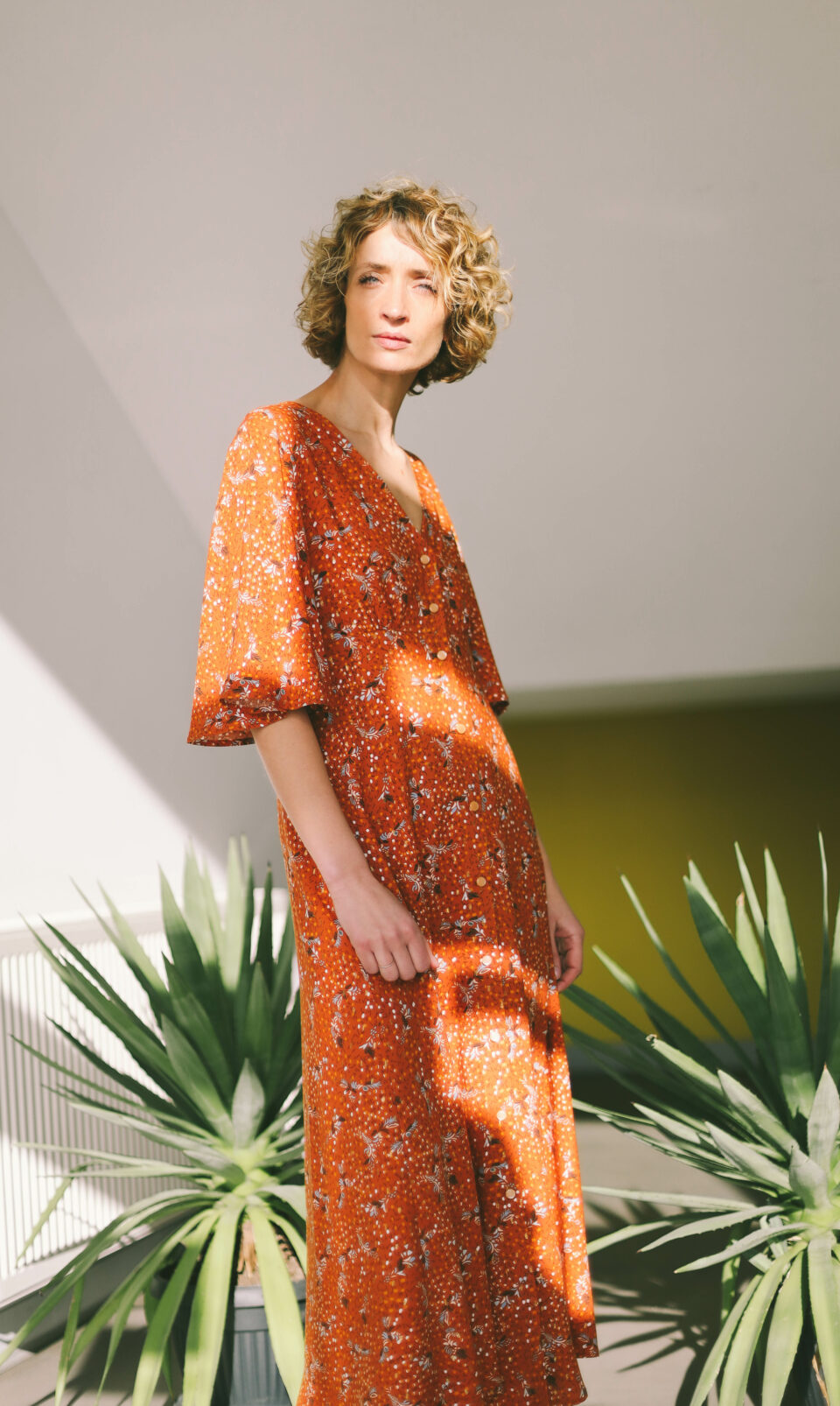 Bell sleeve viscose dress ELISE | Dress | Sustainable clothing | OffOn clothing