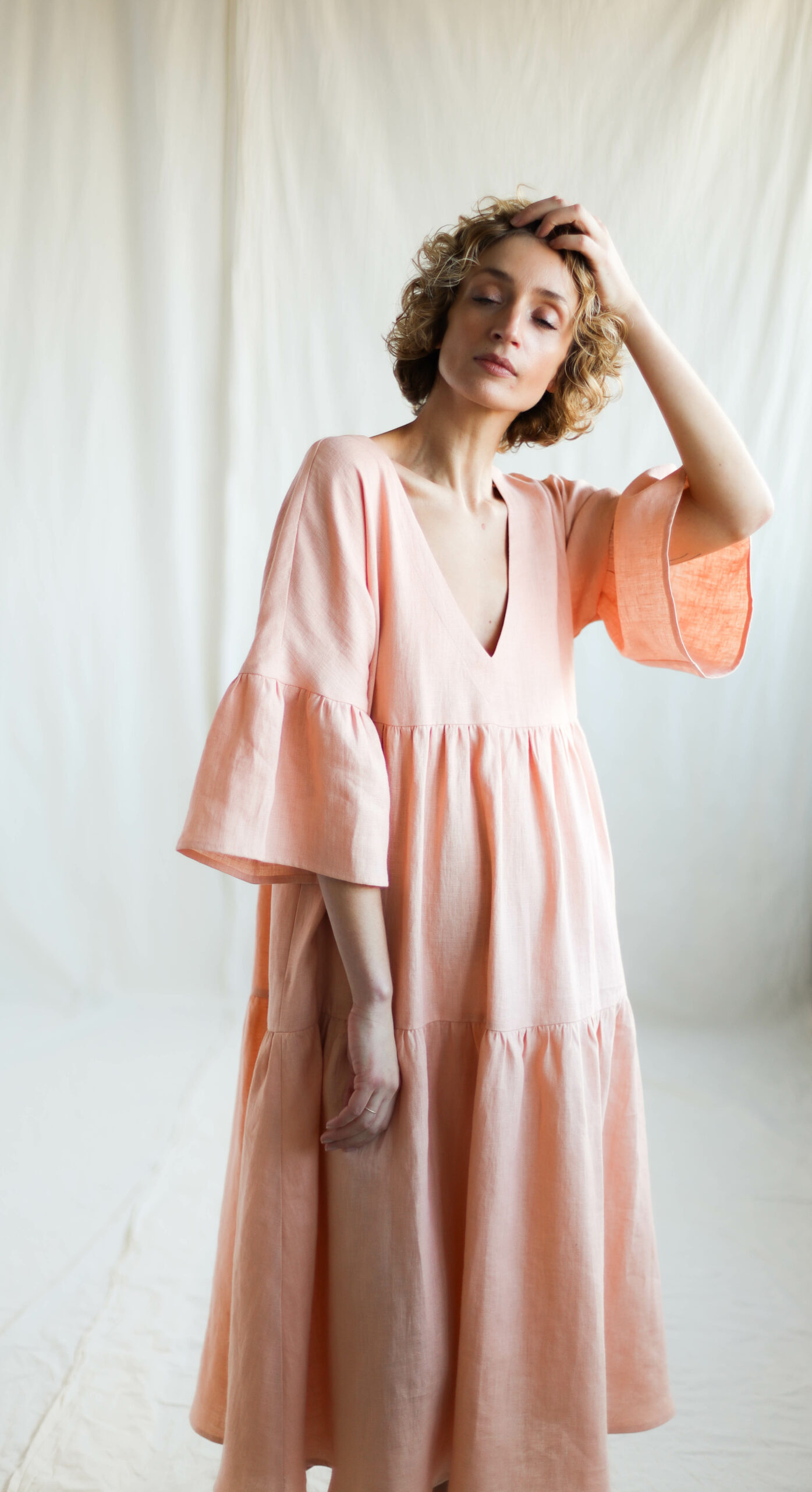 Linen Tiered Dress ADELE  OffOn