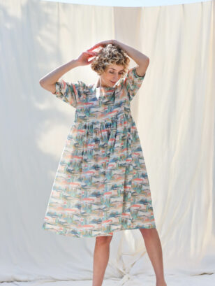 Silky cotton puff sleeve dress NIRVANA | Dress | Sustainable clothing | OffOn clothing