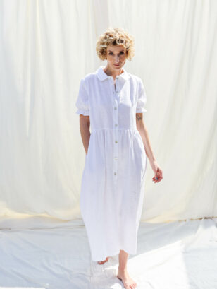 Loose linen button down summer dress MAY | Dress | Sustainable clothing | OffOn clothing
