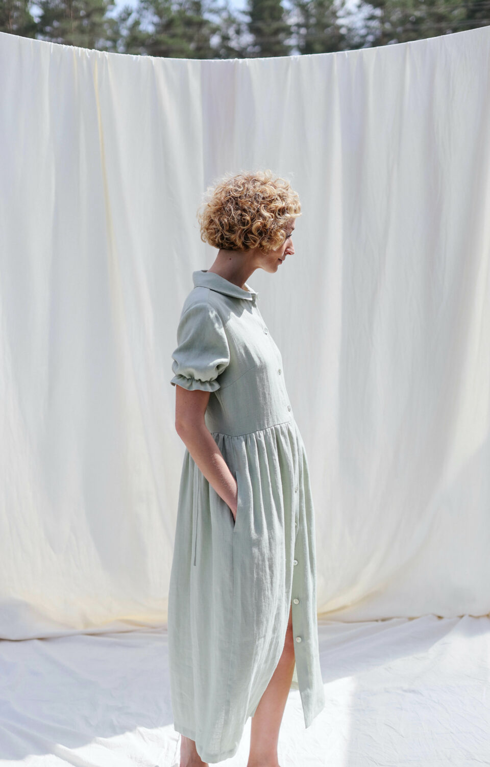 Linen button through dress MAY | Dress | Sustainable clothing | OffOn clothing