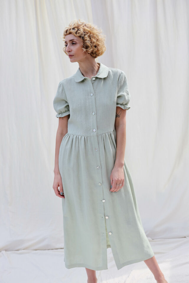 Linen button through dress MAY – OffOn