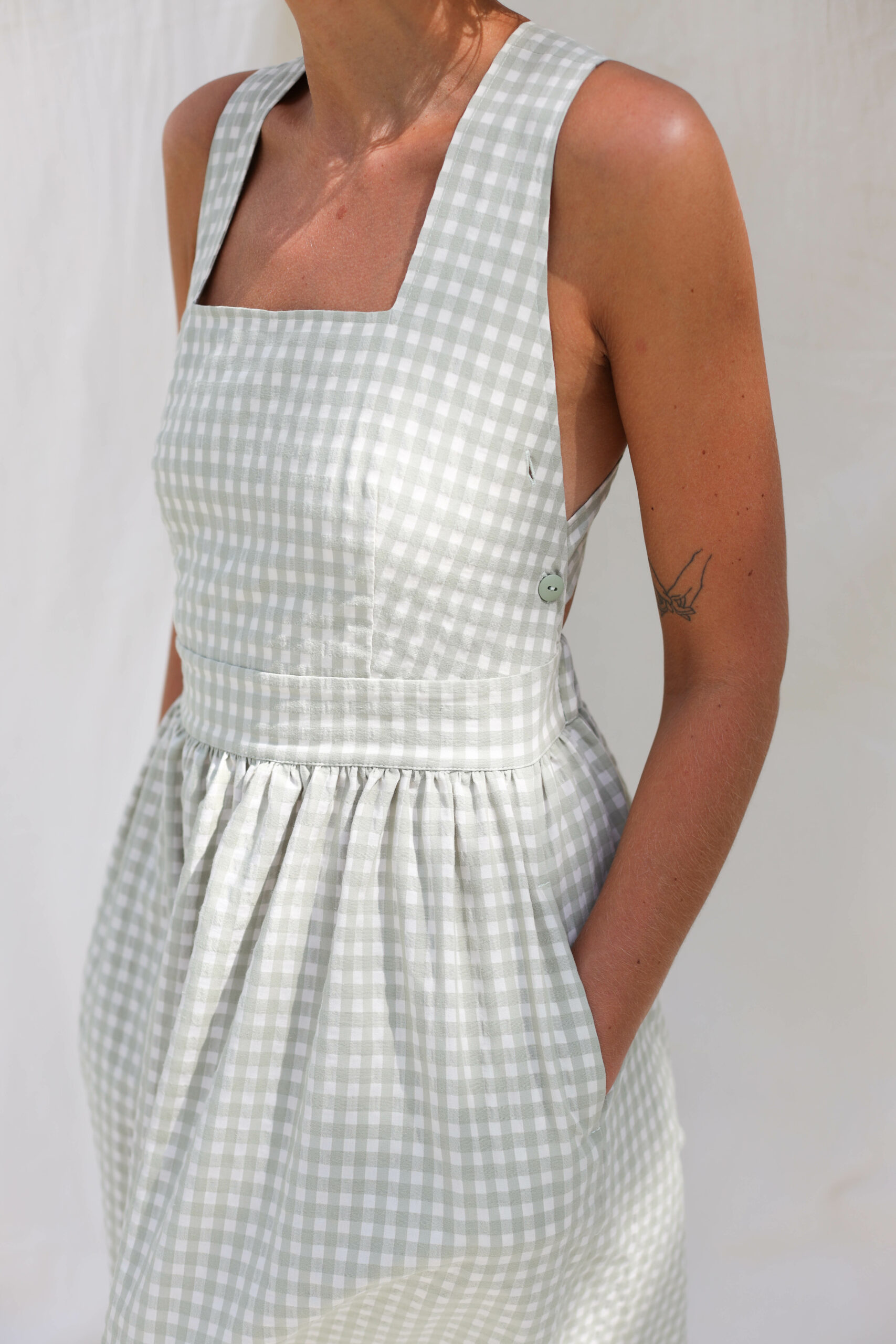 Gingham cotton apron dress OffOn