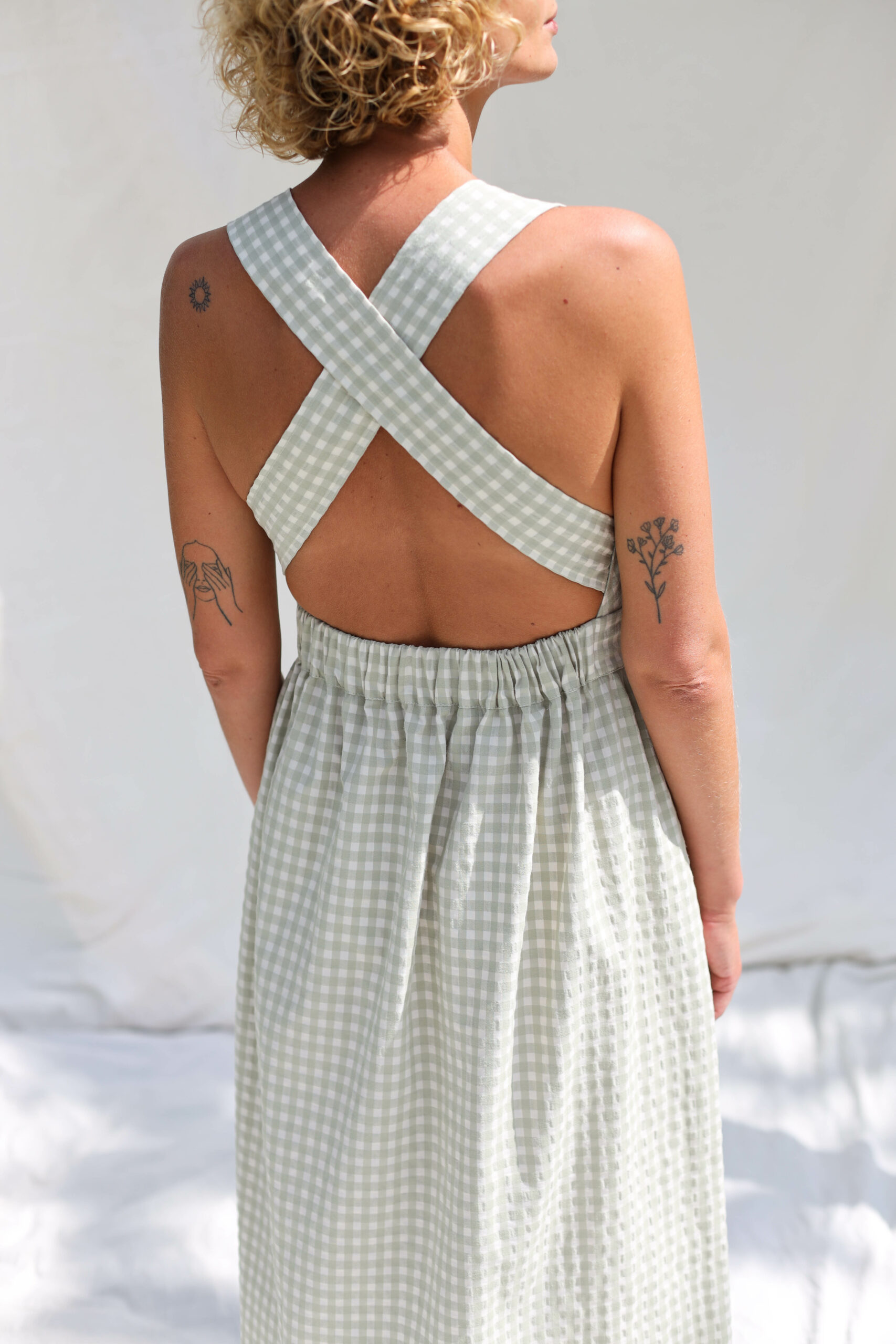 Gingham cotton apron dress OffOn