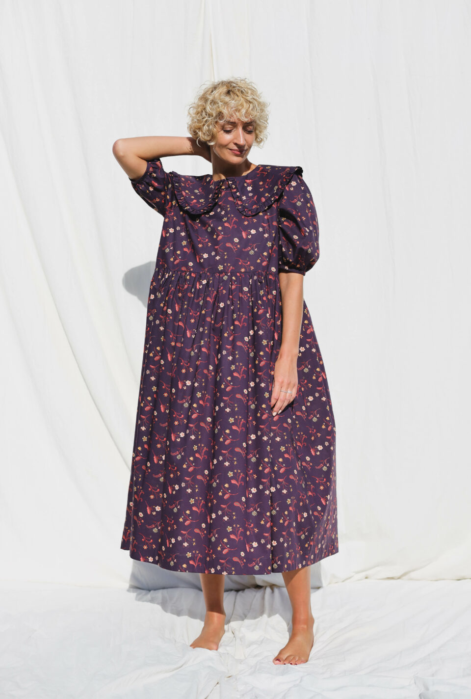 Floral cotton midi dress | Dress | Sustainable clothing | OffOn clothing