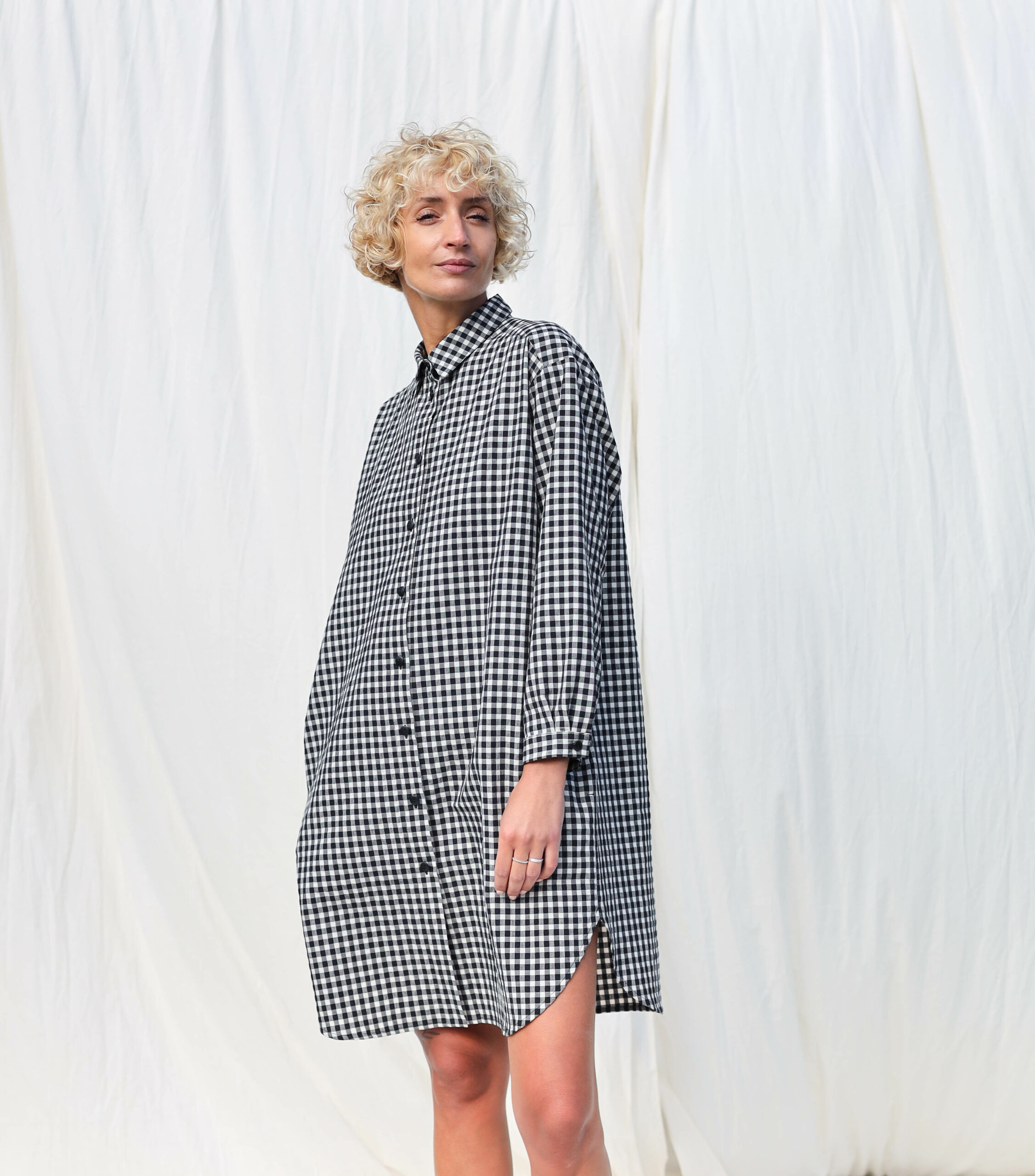 Long sleeve gingham sales dress