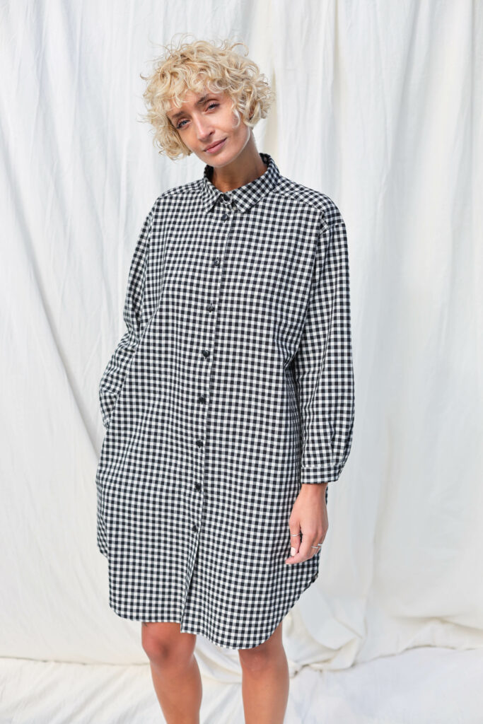 GINGHAM LONG SLEEVE SHIRT DRESS | Dress | Sustainable clothing | OFFON Clothing