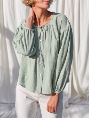 Sage green plumettis cotton blouse