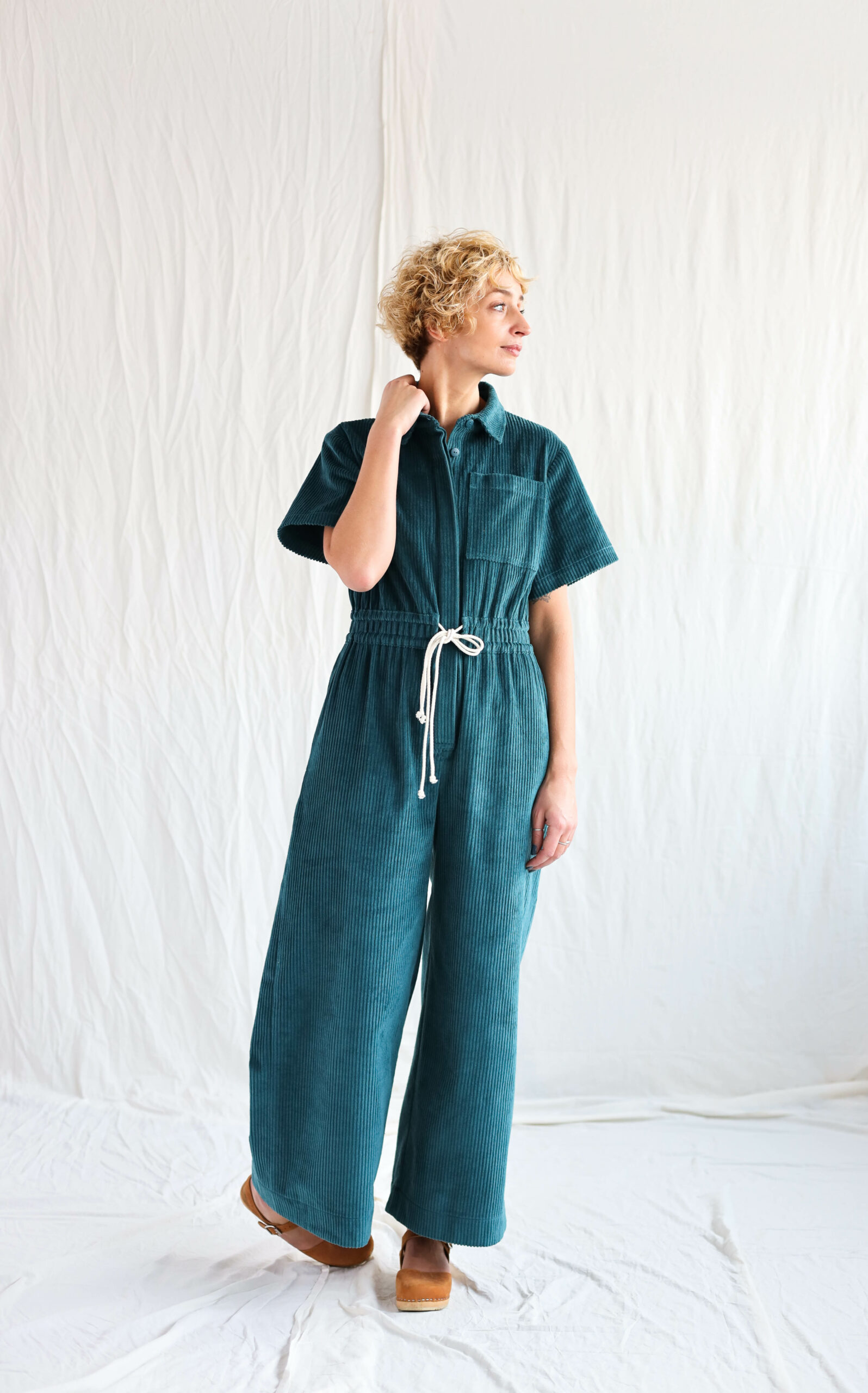 Loose fit 6 wale curry fashion cord jumpsuit LENNY / OFFON CLOTHING