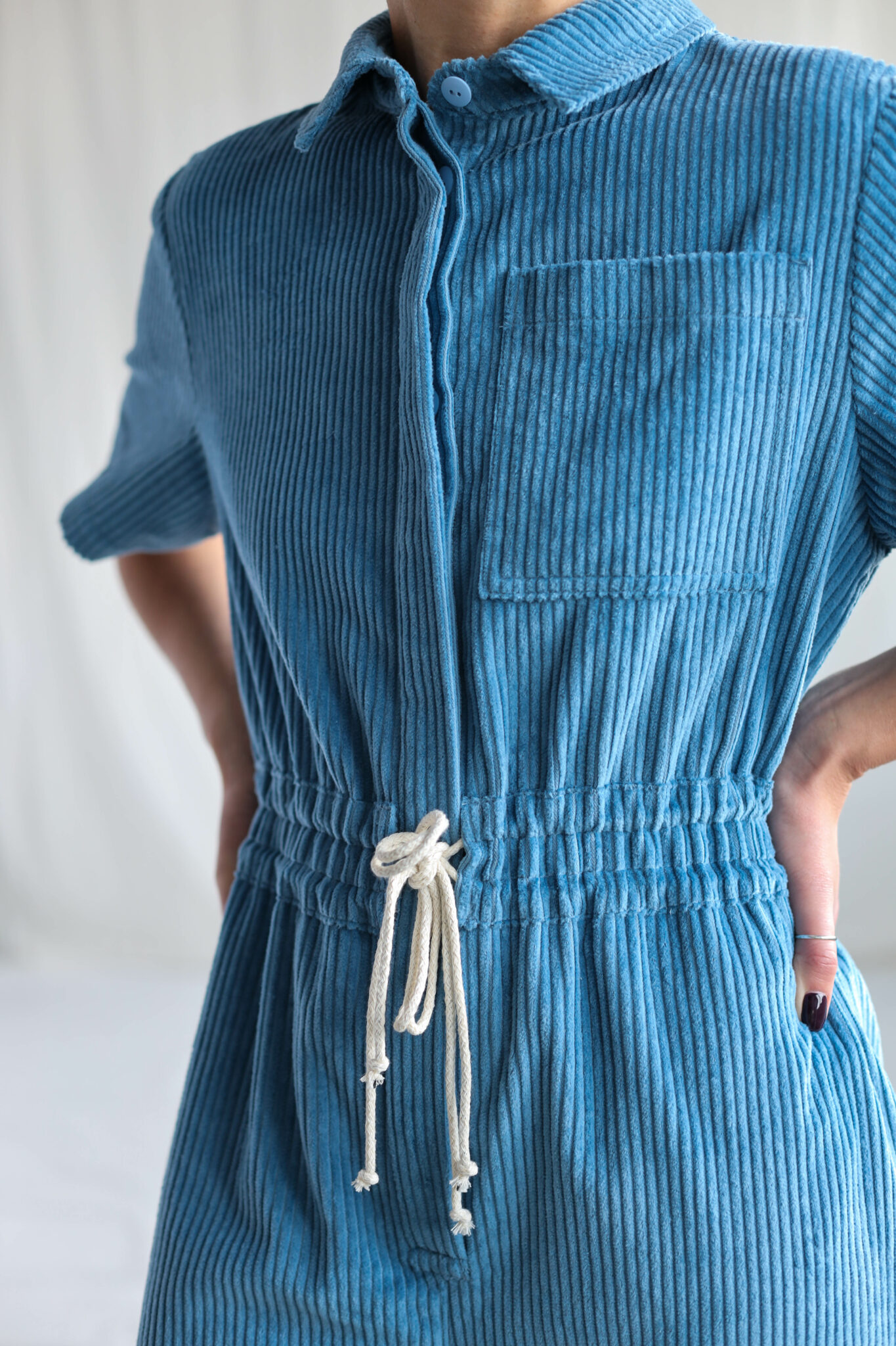 Loose fit 6 wale light blue cord jumpsuit LENNY – OffOn