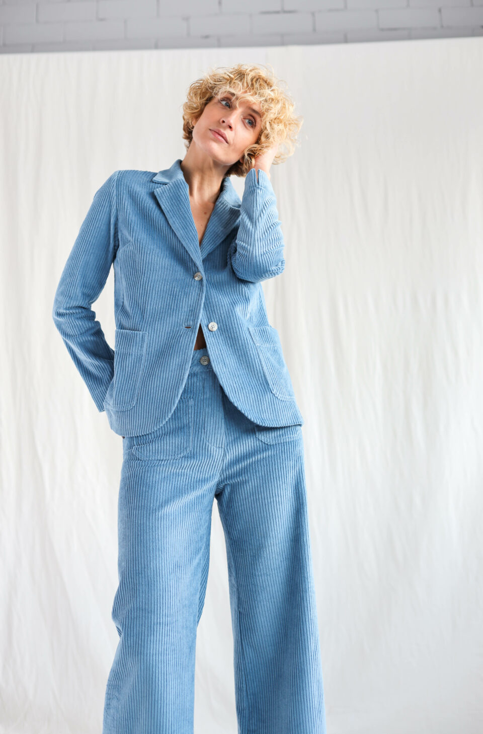 Light blue wide wale corduroy blazer | Jackets | Light Blue | Sustainable clothing | OffOn clothing