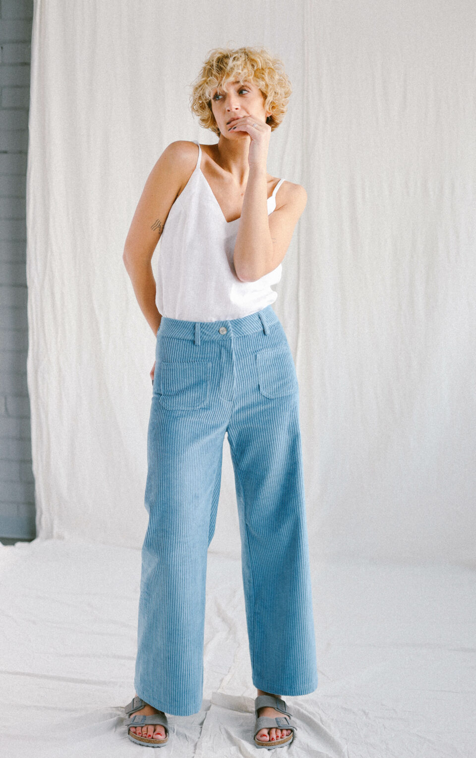 White linen loose fit slip top | Tops | White | Sustainable clothing | OffOn clothing