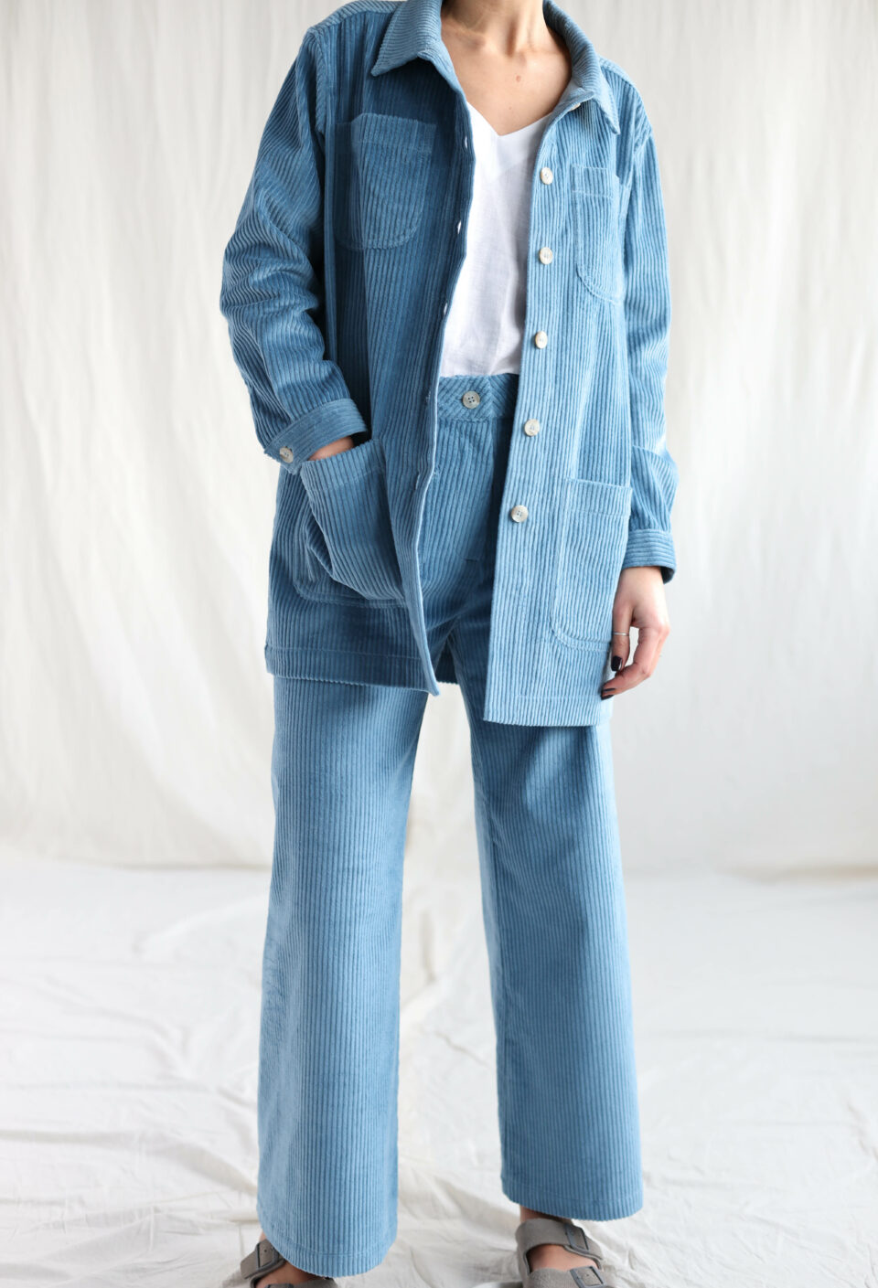 Light blue workwear style cord jacket | Jacket | Light Blue | Sustainable clothing | OffOn clothing